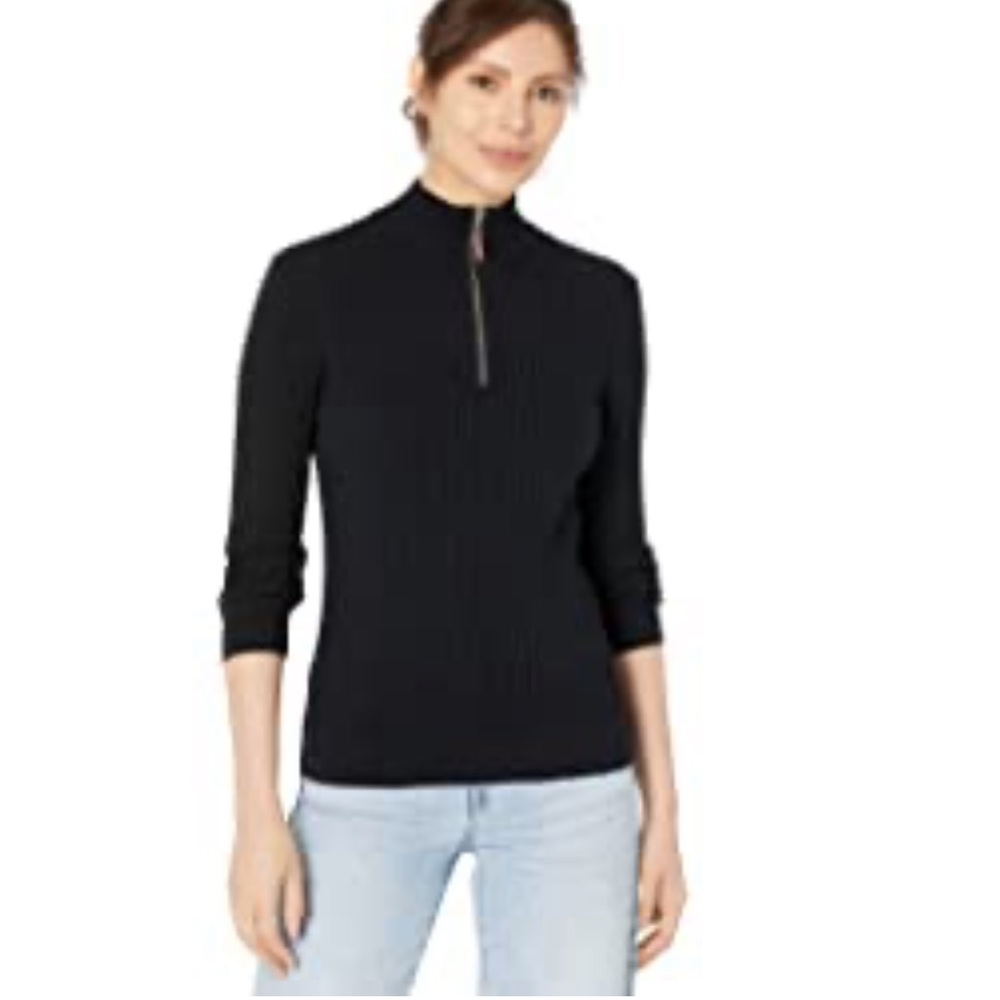 Tommy Hilfiger 1/4 zip mock neck cable knit sweater